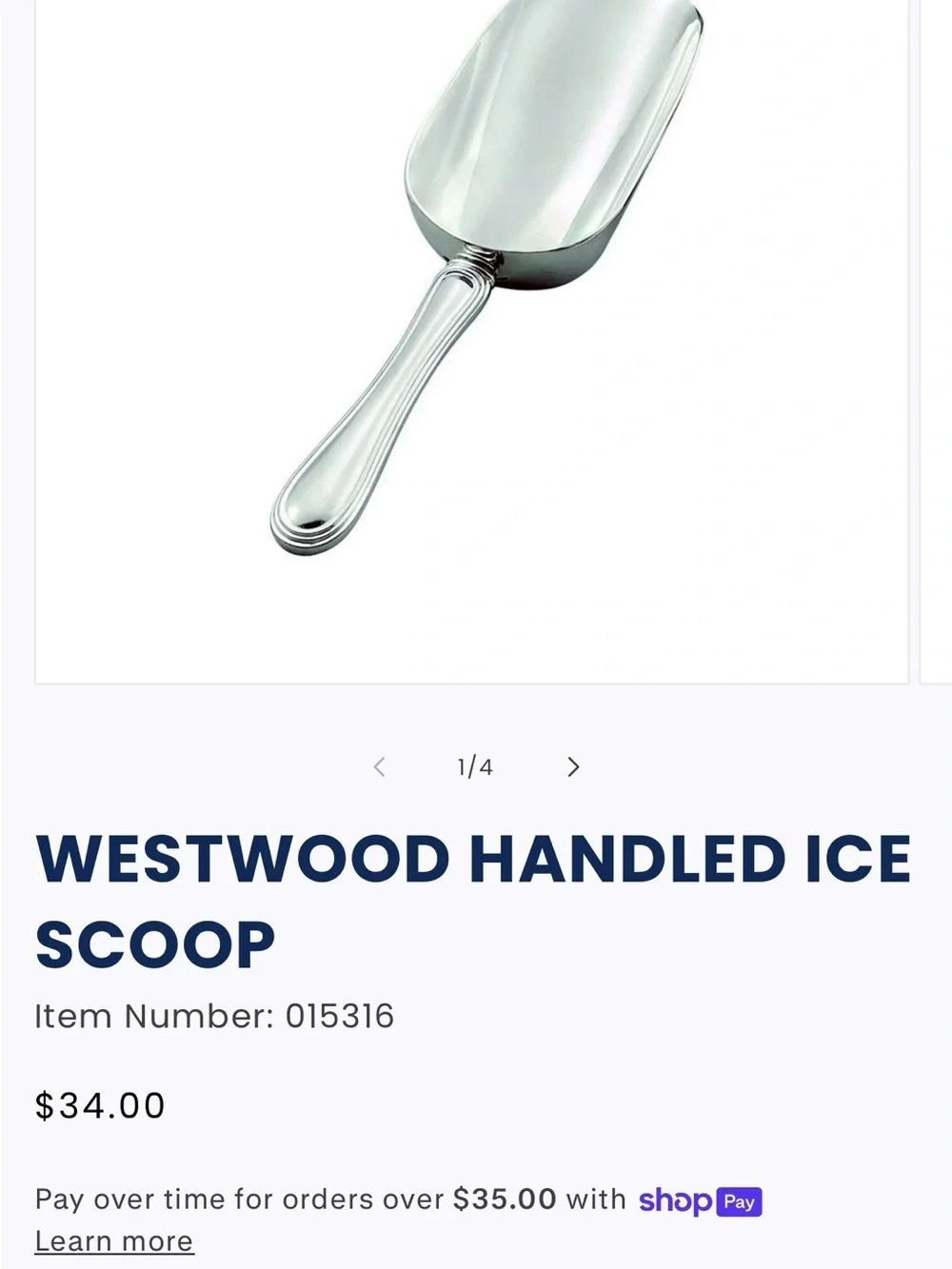 Creative Gifts Westwood Nickel Plated Silver Ice Scoop NIB